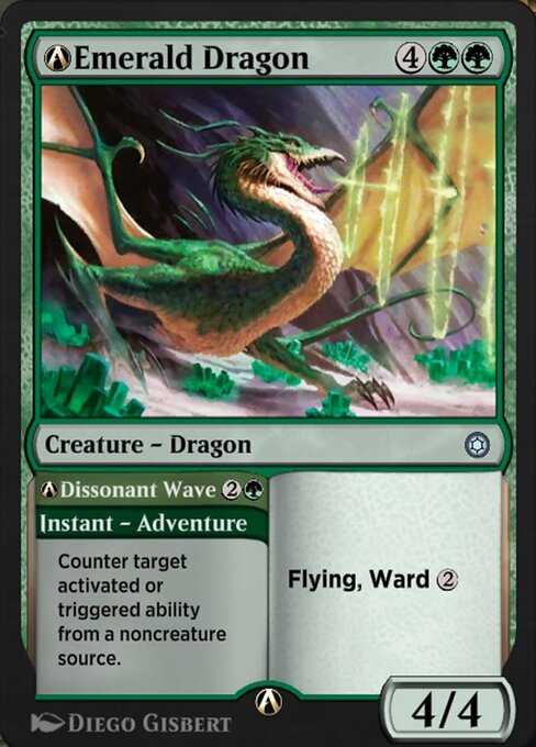 A-Emerald Dragon // A-Dissonant Wave - Alchemy Horizons: Baldur's Gate (#A-210) - Illustrated by Diego Gisbert - Magic: The Gathering Card