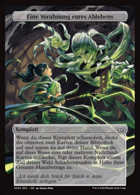 Una premonición de tu muerte (A Premonition of Your Demise) - Duskmourn: House of Horror Commander (#353) - Illustrated by Jessica Fong - Magic: The Gathering Card