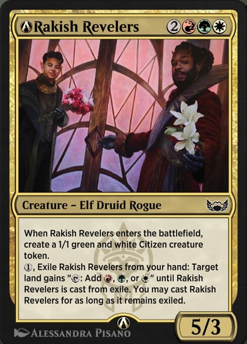 A-Rakish Revelers - Streets of New Capenna (#A-214) - Illustrated by Alessandra Pisano - Magic: The Gathering Card