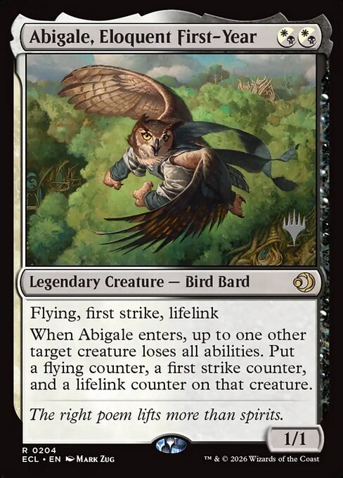 Abigale, Eloquent First-Year - Lorwyn Eclipsed Promos (#204p) - Illustrated by Mark Zug - Magic: The Gathering Card