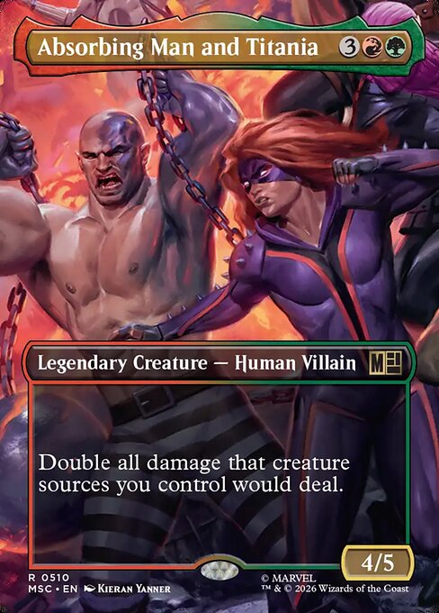 Absorbing Man and Titania - Marvel Super Heroes Commander (#510) - Illustrated by Kieran Yanner - Magic: The Gathering Card