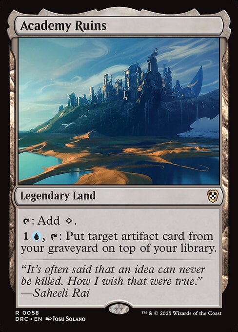 Academy Ruins - Aetherdrift Commander (#58) - Illustrated by Josu Solano - Magic: The Gathering Card
