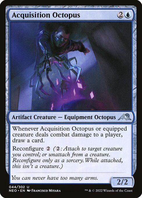 Acquisition Octopus - Kamigawa: Neon Dynasty (#44) - Illustrated by Francisco Miyara - Magic: The Gathering Card