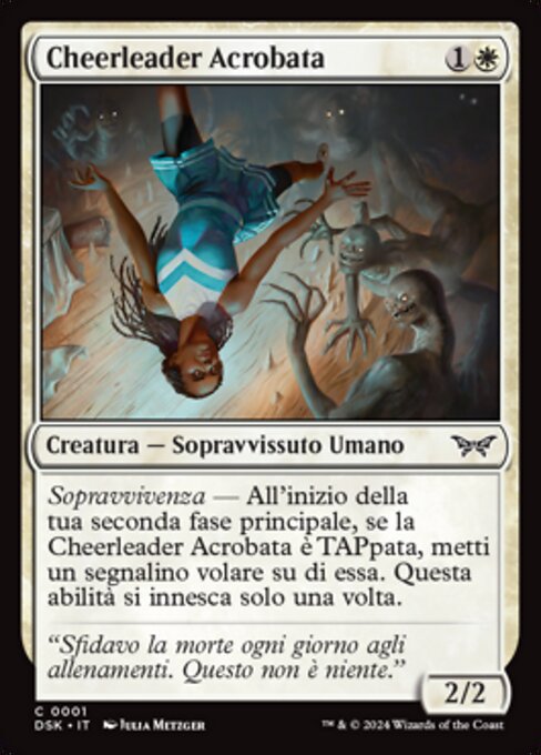 軽業のチアリーダー (Acrobatic Cheerleader) - Duskmourn: House of Horror (#1) - Illustrated by Julia Metzger - Magic: The Gathering Card