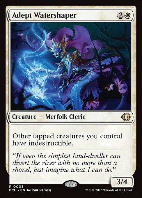 Adept Watershaper - Lorwyn Eclipsed (#3) - Illustrated by Pauline Voss - Magic: The Gathering Card