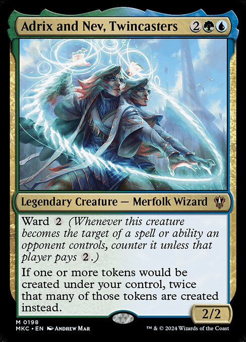 Adrix and Nev, Twincasters - Murders at Karlov Manor Commander (#198) - Illustrated by Andrew Mar - Magic: The Gathering Card