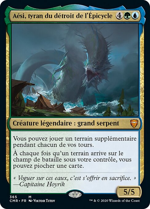 Aesi, Tyrann der Wirbel-Meerenge (Aesi, Tyrant of Gyre Strait) - Duskmourn: House of Horror Commander (#210) - Illustrated by Viktor Titov - Magic: The Gathering Card