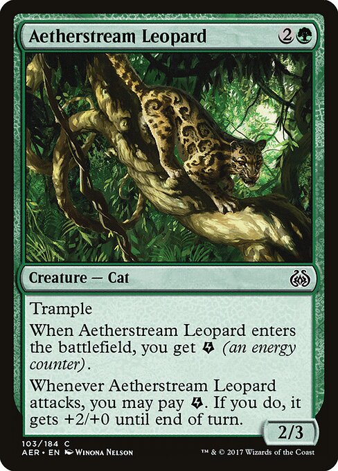 Leopardo-das-correntes-de-éter (Aetherstream Leopard) - Aether Revolt (#103) - Illustrated by Winona Nelson - Magic: The Gathering Card