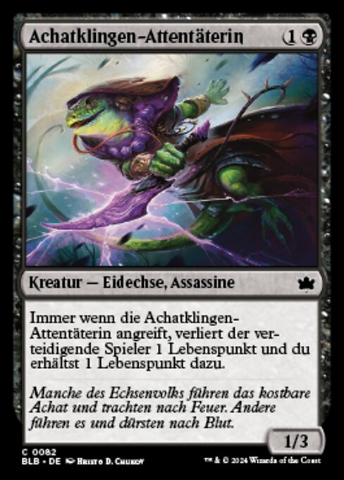 Achatklingen-Attentäterin (Agate-Blade Assassin) - Bloomburrow (#82) - Illustrated by Hristo D. Chukov - Magic: The Gathering Card