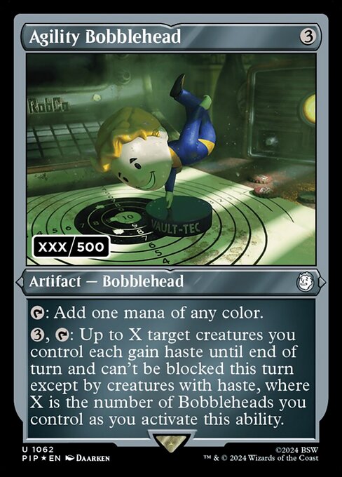 Beweglichkeits-Wackelpuppe (Agility Bobblehead) - Fallout (#126) - Illustrated by Daarken - Magic: The Gathering Card