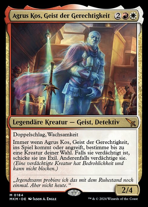 Agrus Kos, Geist der Gerechtigkeit (Agrus Kos, Spirit of Justice) - Murders at Karlov Manor (#184) - Illustrated by Jason A. Engle - Magic: The Gathering Card