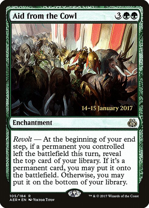 Aid from the Cowl - Aether Revolt Promos (#105s) - Illustrated by Viktor Titov - Magic: The Gathering Card