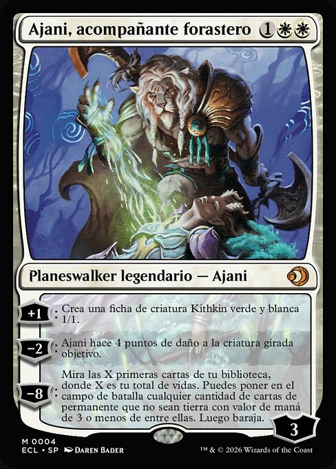 Ajani, Accompagnatore Forestiero (Ajani, Outland Chaperone) - Lorwyn Eclipsed (#4) - Illustrated by Daren Bader - Magic: The Gathering Card