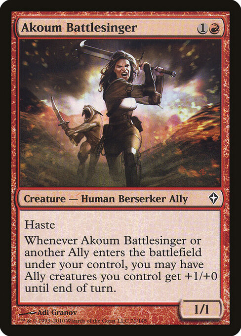 Akoum Battlesinger - Worldwake (#71) - Illustrated by Adi Granov - Magic: The Gathering Card