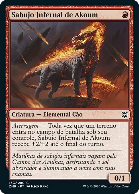 Акумский Цербер (Akoum Hellhound) - Zendikar Rising (#133) - Illustrated by Jason Kang - Magic: The Gathering Card