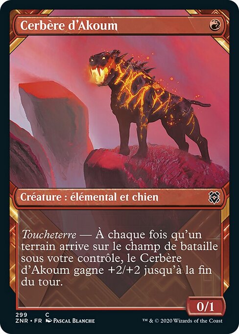 Cerbère d'Akoum (Akoum Hellhound) - Zendikar Rising (#299) - Illustrated by Pascal Blanché - Magic: The Gathering Card