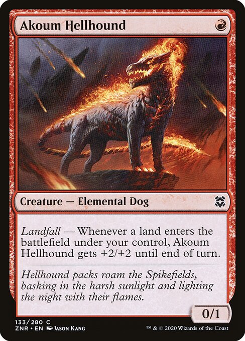 Akoum Hellhound - Zendikar Rising (#133) - Illustrated by Jason Kang - Magic: The Gathering Card