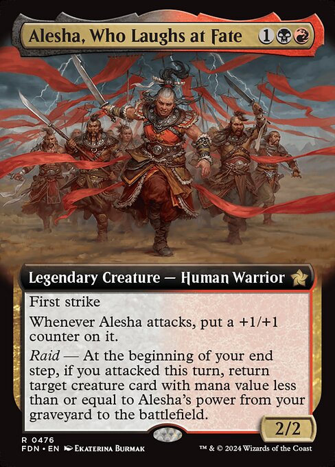 Alesha, Celle-qui-rit-face-au-destin (Alesha, Who Laughs at Fate) - Foundations (#343) - Illustrated by Dmitry Burmak - Magic: The Gathering Card