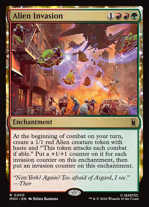 Invasion extraterrestre (Alien Invasion) - Marvel Super Heroes (#200) - Illustrated by Björn Barends - Magic: The Gathering Card