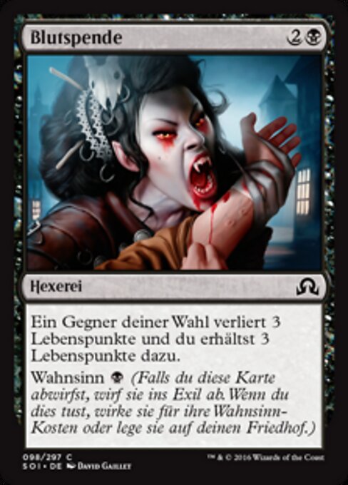 Obolo della Vena (Alms of the Vein) - Shadows over Innistrad (#98) - Illustrated by David Gaillet - Magic: The Gathering Card