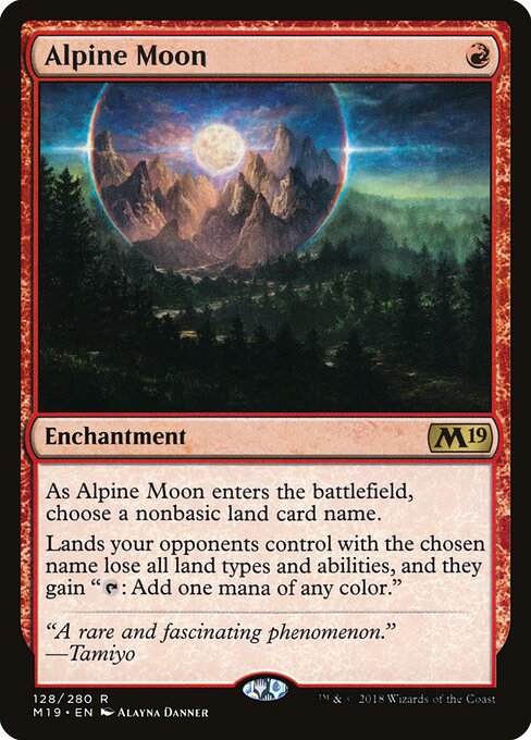 Alpine Moon - Core Set 2019 (#128) - Illustrated by Alayna Danner - Magic: The Gathering Card