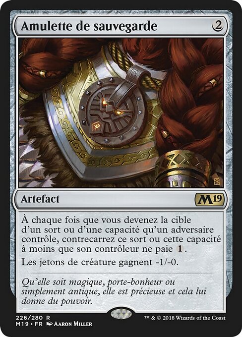 Amuleto della Salvaguardia (Amulet of Safekeeping) - Core Set 2019 (#226) - Illustrated by Aaron Miller - Magic: The Gathering Card