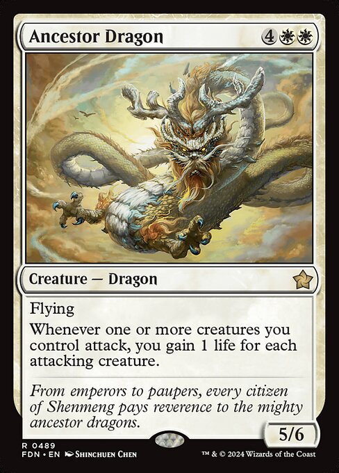 Ancestor Dragon - Foundations (#489) - Illustrated by Shinchuen Chen - Magic: The Gathering Card
