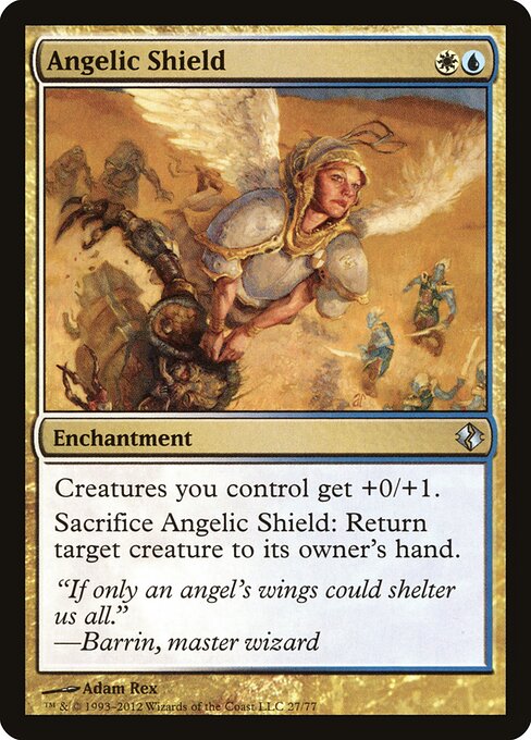 Angelic Shield - Duel Decks: Venser vs. Koth (#27) - Illustrated by Adam Rex - Magic: The Gathering Card