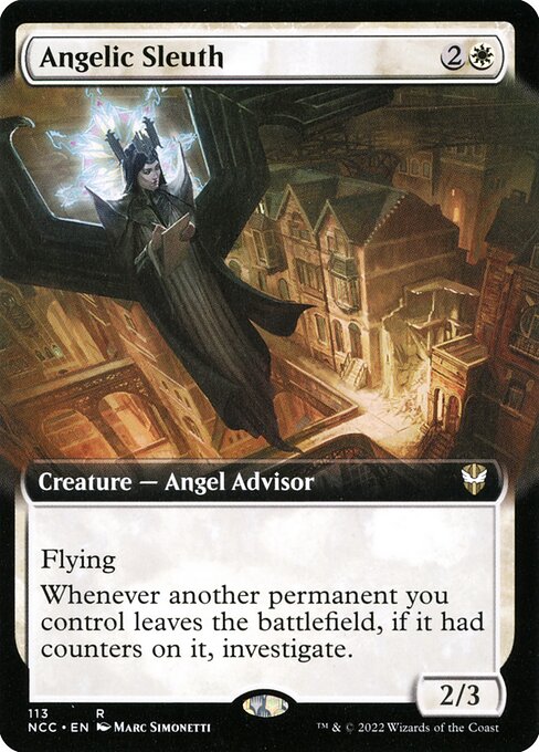 Himmlische Detektivin (Angelic Sleuth) - New Capenna Commander (#113) - Illustrated by Marc Simonetti - Magic: The Gathering Card
