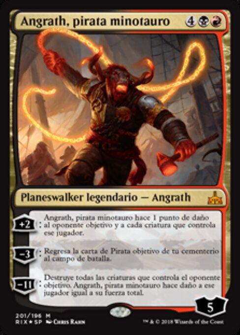 미노타우로스 해적 앙그라스 (Angrath, Minotaur Pirate) - Rivals of Ixalan (#201) - Illustrated by Chris Rahn - Magic: The Gathering Card