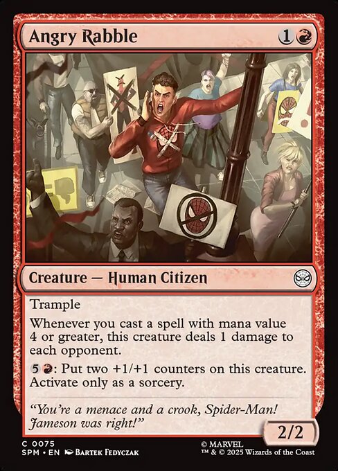 Angry Rabble - Marvel's Spider-Man (#75) - Illustrated by Bartek Fedyczak - Magic: The Gathering Card