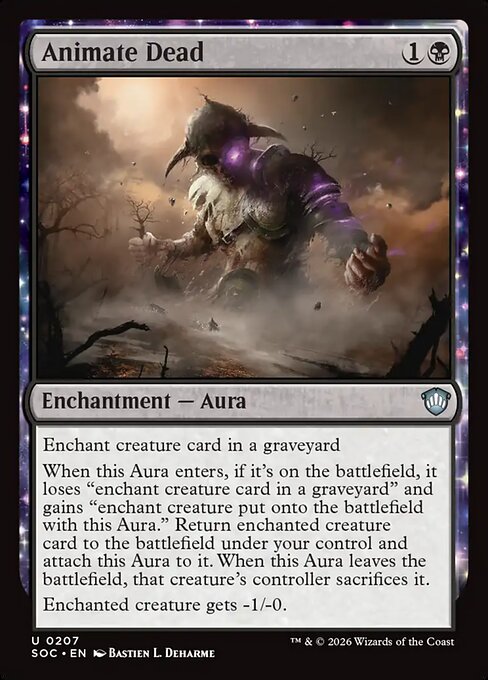 Animate Dead - Secrets of Strixhaven Commander (#207) - Illustrated by Bastien L. Deharme - Magic: The Gathering Card