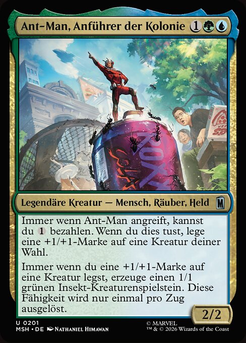 Ant-Man, Anführer der Kolonie (Ant-Man, Colony Commander) - Marvel Super Heroes (#201) - Illustrated by Nathaniel Himawan - Magic: The Gathering Card