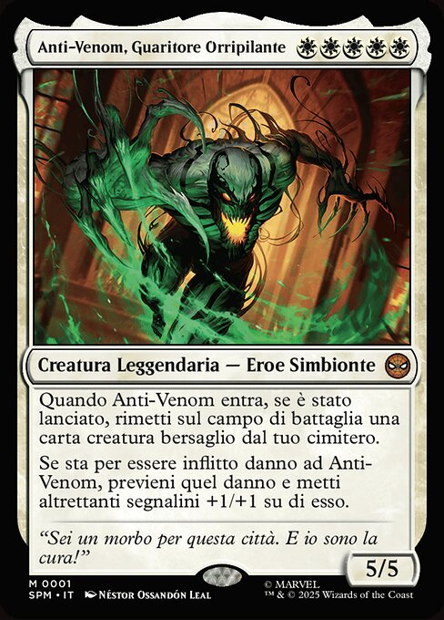 恐ろしき癒し手、アンチヴェノム (Anti-Venom, Horrifying Healer) - Marvel's Spider-Man (#1) - Illustrated by Néstor Ossandón Leal - Magic: The Gathering Card