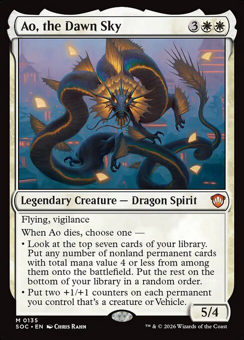 Ao, the Dawn Sky - Secrets of Strixhaven Commander (#135) - Illustrated by Chris Rahn - Magic: The Gathering Card
