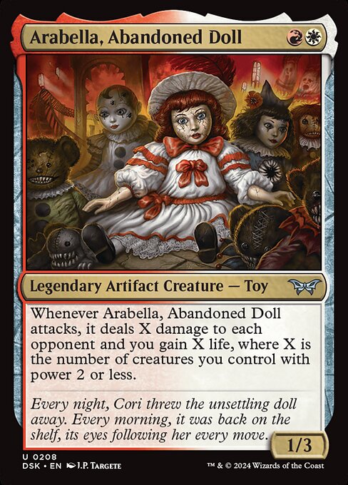 Arabella, Abandoned Doll - Duskmourn: House of Horror (#208) - Illustrated by J.P. Targete - Magic: The Gathering Card