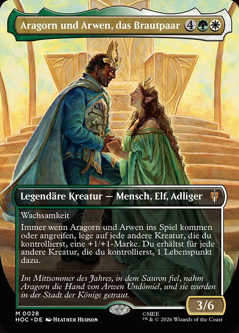 Aragorn e Arwen, Sposi (Aragorn and Arwen, Wed) - The Lord of the Rings: Tales of Middle-earth (#287) - Illustrated by Magali Villeneuve - Magic: The Gathering Card