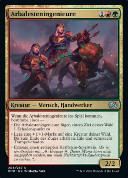 Arbalesteningenieure (Arbalest Engineers) - The Brothers' War (#206) - Illustrated by Marta Nael - Magic: The Gathering Card