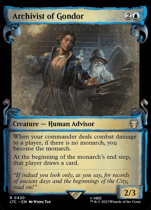 Archivarin aus Gondor (Archivist of Gondor) - Tales of Middle-earth Commander (#18) - Illustrated by Wisnu Tan - Magic: The Gathering Card