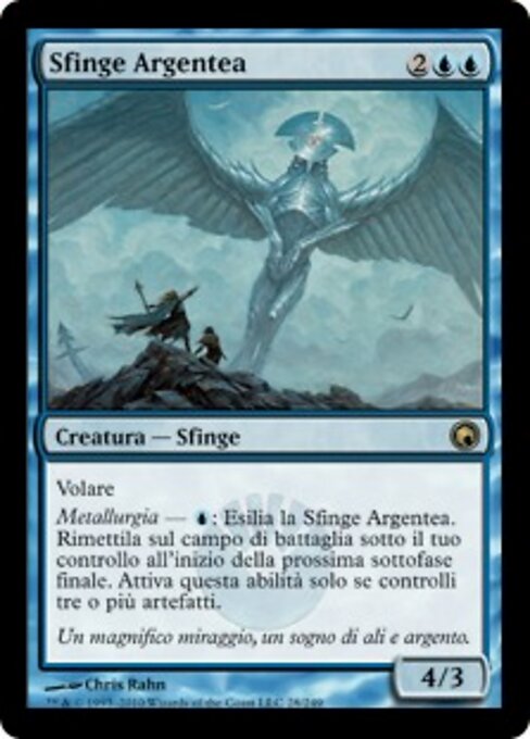 银亮史芬斯 (Argent Sphinx) - Scars of Mirrodin (#28) - Illustrated by Chris Rahn - Magic: The Gathering Card