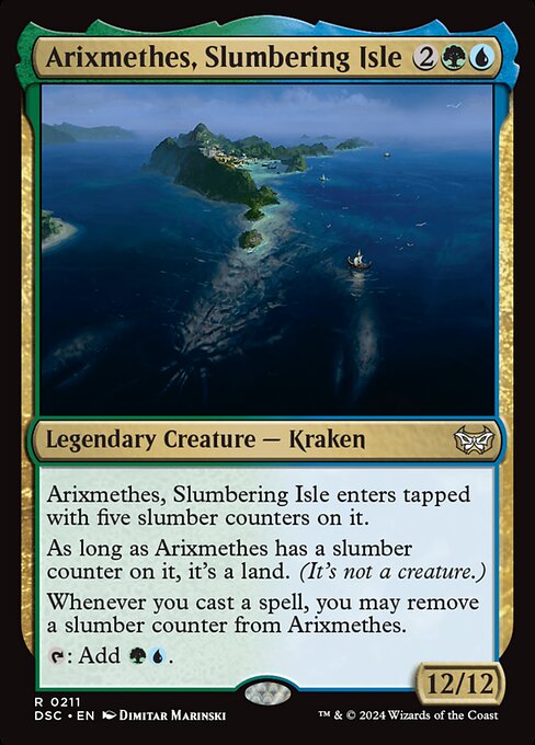 Arixmethes, Slumbering Isle - Duskmourn: House of Horror Commander (#211) - Illustrated by Dimitar Marinski - Magic: The Gathering Card