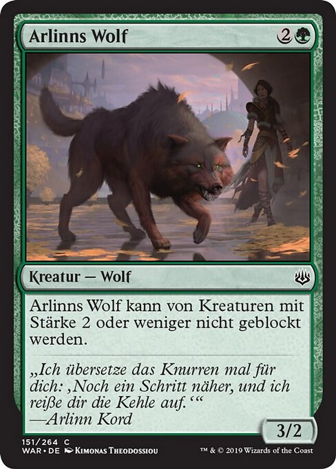 Arlinns Wolf (Arlinn's Wolf) - War of the Spark (#151) - Illustrated by Kimonas Theodossiou - Magic: The Gathering Card