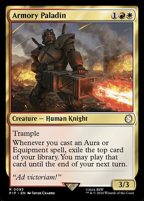 军械库圣骑士 (Armory Paladin) - Fallout (#93) - Illustrated by Javier Charro - Magic: The Gathering Card