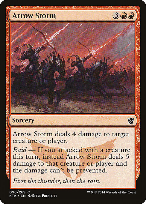 Arrow Storm - Khans of Tarkir (#98) - Illustrated by Steve Prescott - Magic: The Gathering Card