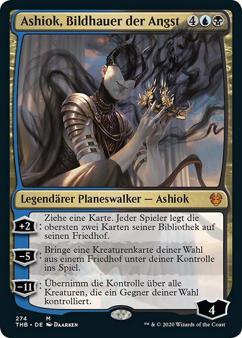 恐怖を彫る者、アショク (Ashiok, Sculptor of Fears) - Theros Beyond Death (#274) - Illustrated by Daarken - Magic: The Gathering Card