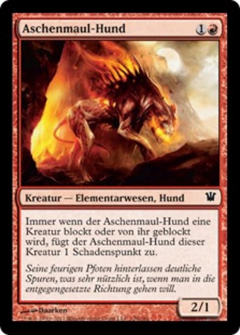 Sabueso de Bocaceniza (Ashmouth Hound) - Innistrad (#128) - Illustrated by Daarken - Magic: The Gathering Card