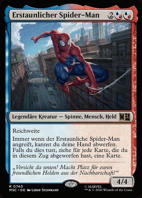 アストニッシング・スパイダーマン (Astonishing Spider-Man) - Marvel Super Heroes Commander (#740) - Illustrated by Leroy Steinmann - Magic: The Gathering Card