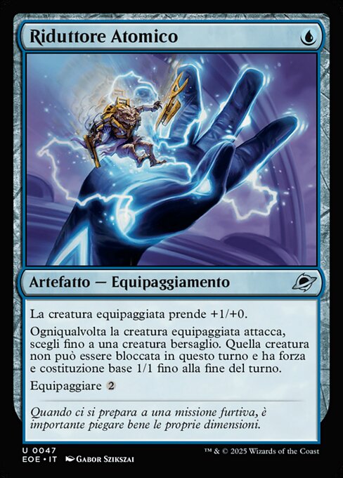 Riduttore Atomico (Atomic Microsizer) - Edge of Eternities (#47) - Illustrated by Gabor Szikszai - Magic: The Gathering Card