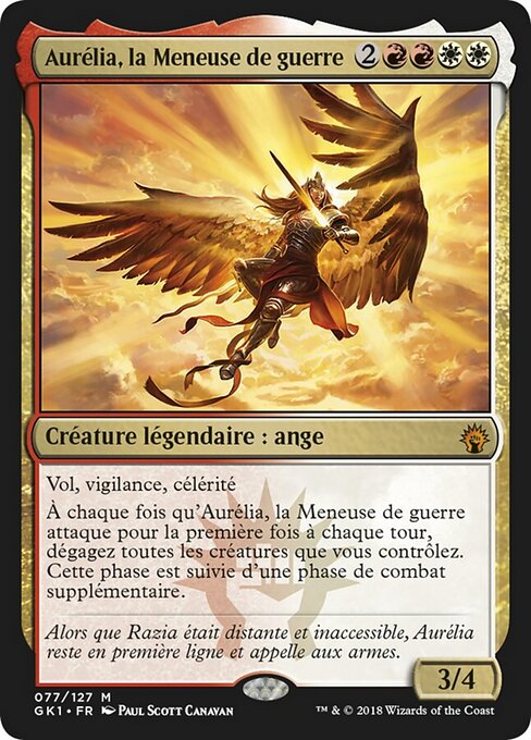 Aurélia, la Meneuse de guerre (Aurelia, the Warleader) - GRN Guild Kit (#77) - Illustrated by Paul Scott Canavan - Magic: The Gathering Card