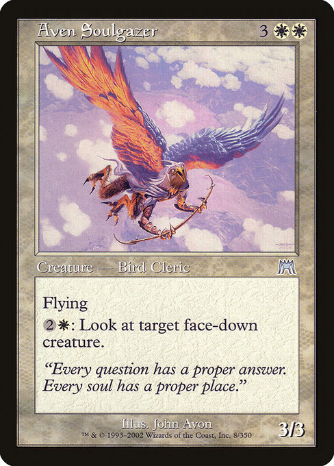 Avior-Seelenstarrer (Aven Soulgazer) - Onslaught (#8) - Illustrated by John Avon - Magic: The Gathering Card